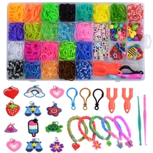 New 1500pcs Rainbow Rubber Bands Set Kid Multi-functional Classic Practical Funny DIY Toys Rainbow Woven Bracelet for Girl Gifts