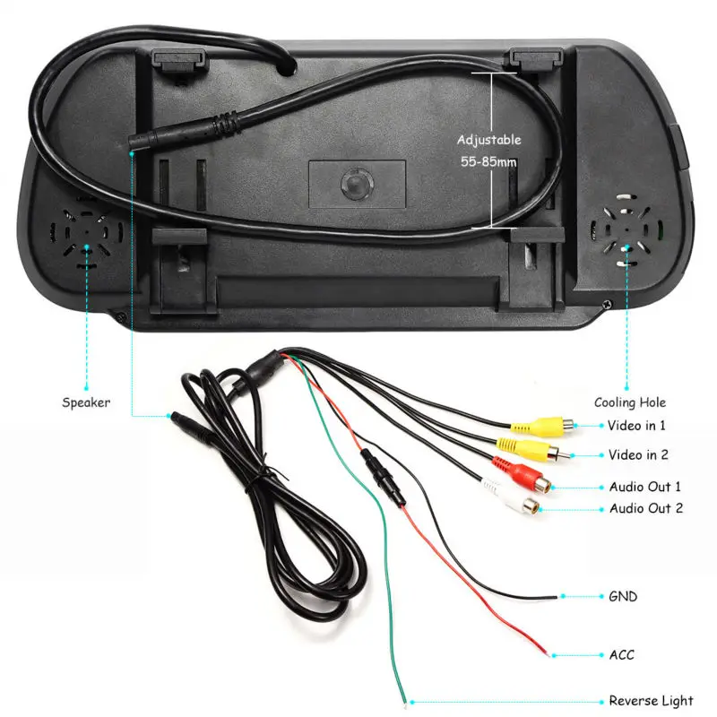 Bluetooth автомобильный монитор 7 дюймов TFT ЖК-дисплей Экран 800*480 Разрешение 2 видео
