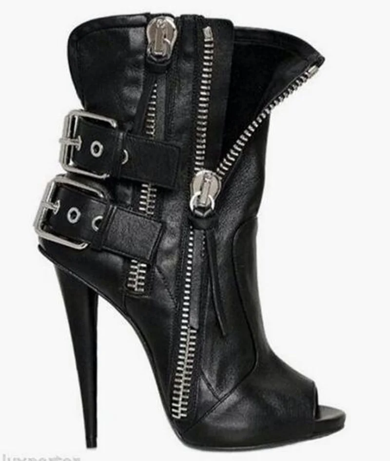 Ботильоны женские на двойной молнии ботинки гладиаторы в стиле панк с открытым