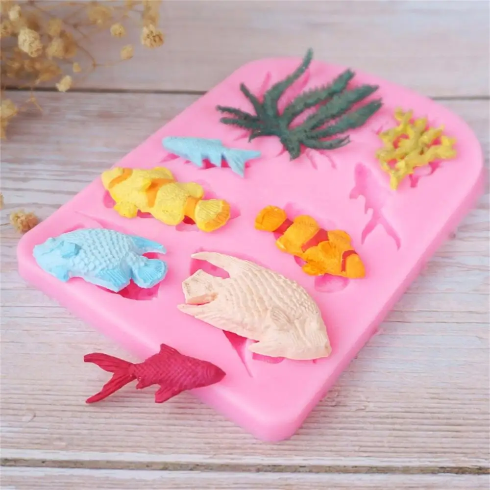Силиконовая форма Sea world рыба-клоун коралл морская волна фрукты помадка украшение