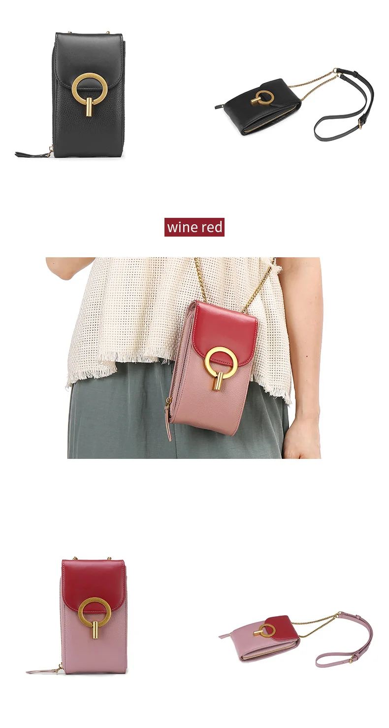 Women Genuine Leather Phone Pouch Bags for iPhone X XS 6 7 8 Small Shoulder Bag for Samsung S9 Crossbody Bags Women Phone Bag