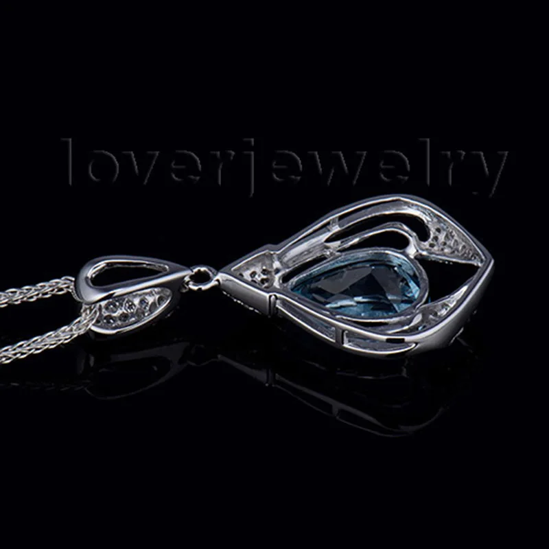 Женский кулон с топазом LOVERJEWELRY однотонный из белого золота 18 карат натуральным