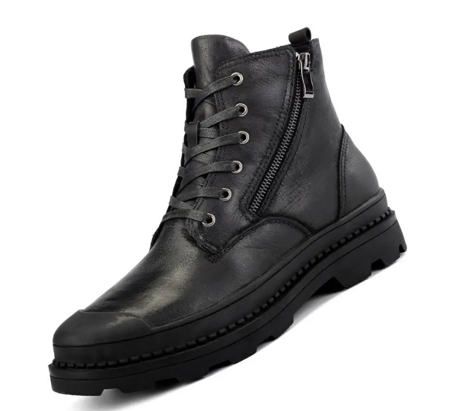 

Y325 Genuine Leather Men Boots Plus Size 47 Winter Boots Shoes Plush Warm Sonw Boots Fashion Ankle Autumn Winter Shoes Men