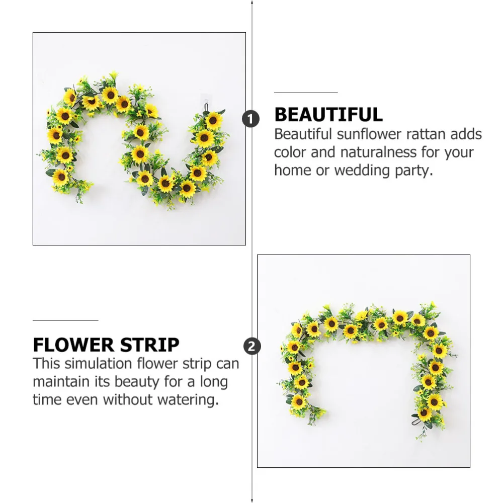 

1Pc Simulated Sunflower Strip Artificial Flower Strip Festival Adornment Yellow