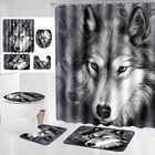 Водонепроницаемая душевая занавеска в стиле серого волка для ванной комнаты3 шт. коврики для туалетадверной коврикполный комплект, новый домашний декор, душевая занавеска в комплекте