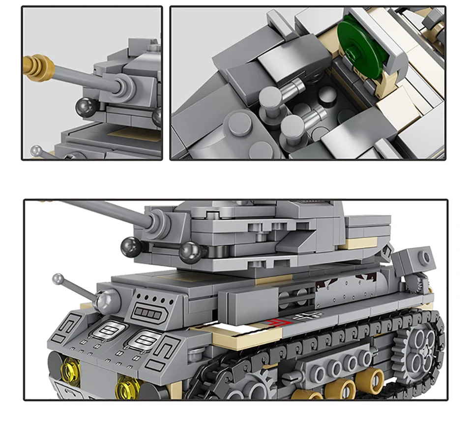 

1078pcs 8in3 WW2 Military Mecha Robot Building Blocks Army Tank Tracked vehicle Truck Soldier Figures Bricks Toys For Children