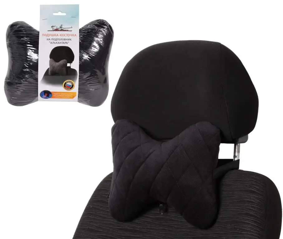 Подушка-косточка на подгол.&quotАлькантара&quot ткань 1 шт. черная AIRLINE ASP-B-01 |