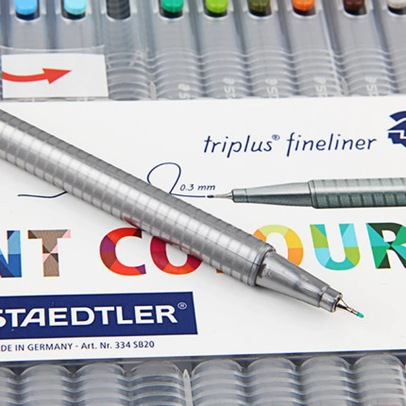 Немецкий STAEDTLER 334 волоконная ручка 4/15/20/30/42/50 набор цветов эскизная ручка 0,3 мм треугольная стержень кисть для письма
