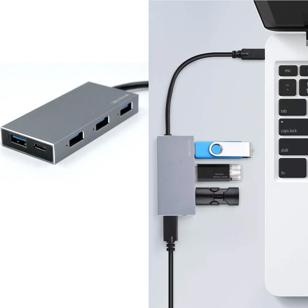 4 портовый USB C концентратор портативный Type адаптер с портами 3 0|USB-хабы| |