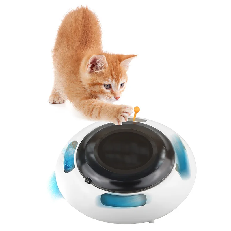 

Automatic Toy Tease Cats With Feathers Interactive Cat Toy Fun Pet Turning Toy Mouse Running Along The Track Smart Teasing Cat