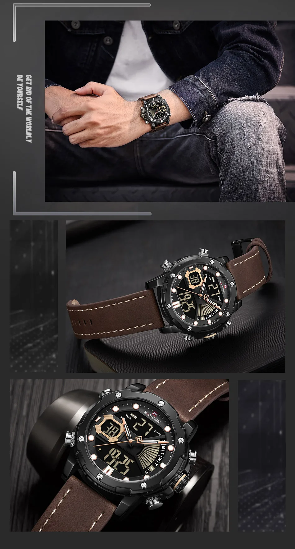 Naviforce аналоговые цифровые часы мужские мужские часы светодиодные цифровые мужские часы спортивные 30 м водонепроницаемые Модные наручные часы Мужские часы