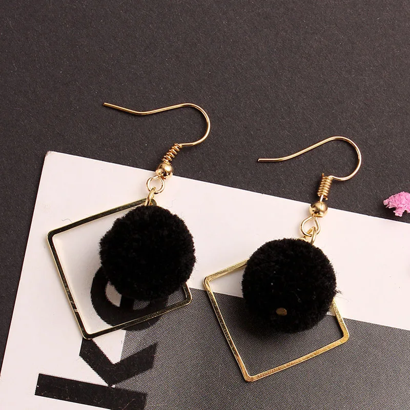 Женские Висячие серьги сплав геометрические хлопок меховой шар висячие