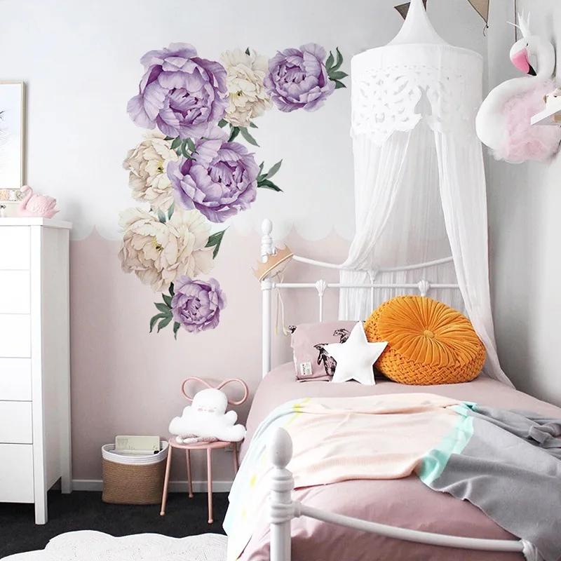 

Four-color peony flower wall paste home decoration background wall self-stick removable wall sticker