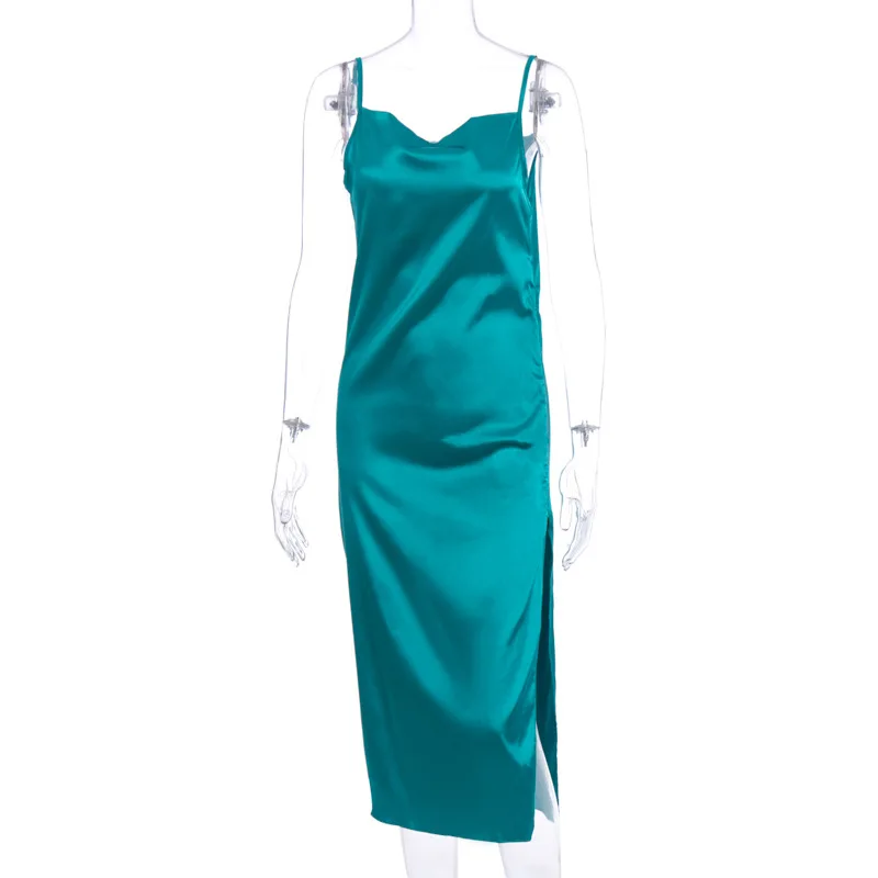 

Hot Sale European and American In 2020 Fall/winter Women's Clothing New Fashion Sexy Sling Split Dresses for Women Party Solid