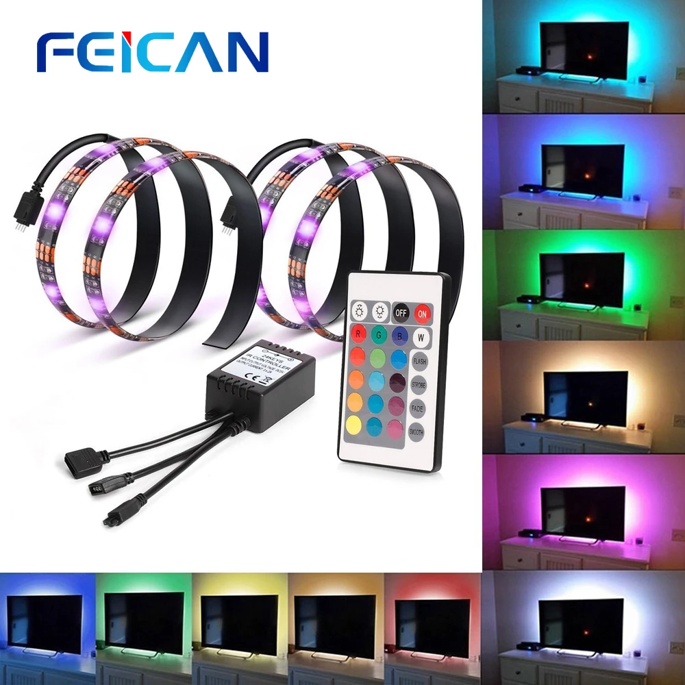 USB Светодиодная лента лампа 2835SMD DC5V гибкий светодиодный светильник 1 м 2 3 4 5 М HD ТВ