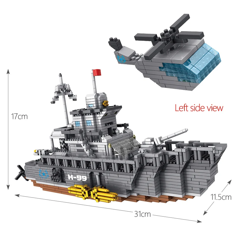 

1680PCS Army Warship Mini Bricks Destroyer Ship Aircraft Carrier Military 3D Model DIY Diamond Building Blocks Figures Toys Kid