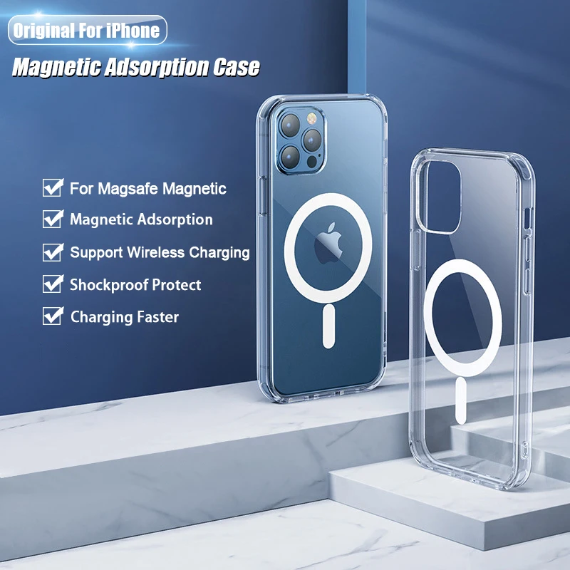 Магнитный чехол For Magsafe Magnetic для айфона iPhone 13 11 12 Pro MAX mini XS XR X 8 7 Plus SE 2020 прозрачный