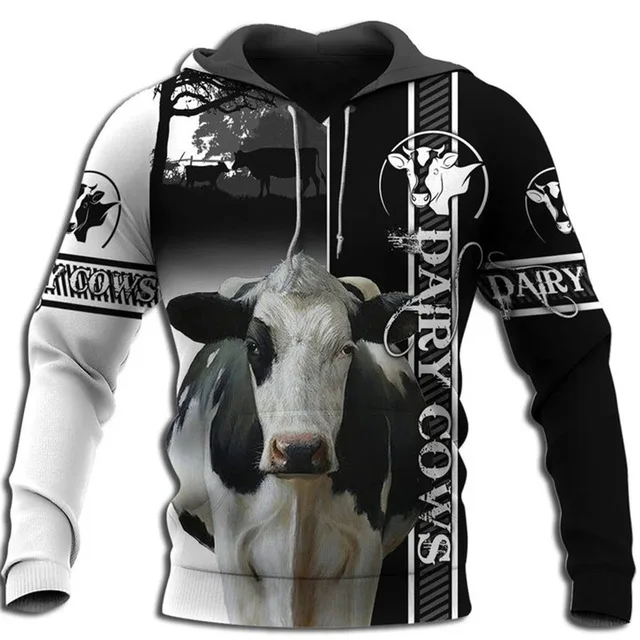 

LIASOSO Fashion Hoodies Men 3D Hoodie Print Animal Dairy Cow Hooded Sweatshirts Unisex Casual Streetwear Harajuku Lounge Wear