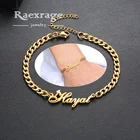 Браслеты Raexrage из кубинской цепи с именем, браслеты ручной работы из нержавеющей стали в стиле хип-хоп с персонализированными буквами для женщин и мужчин