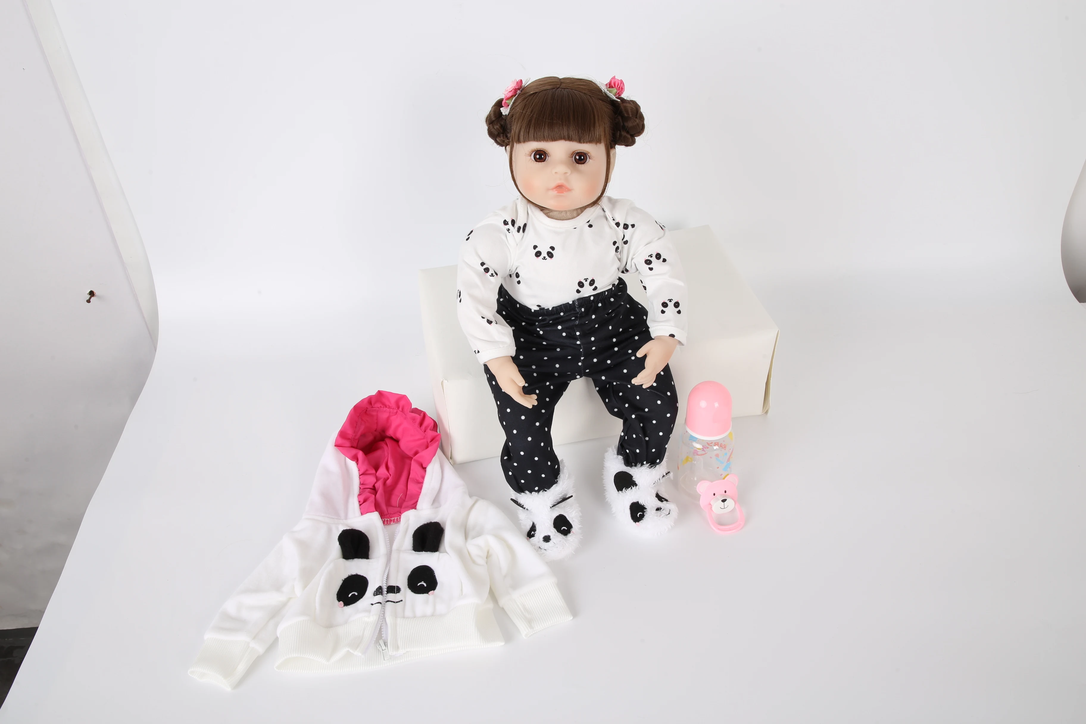 Новый 19 дюймов Мягкие силиконовые Симпатичные в стиле Little Panda Bebe Reborn Baby Doll