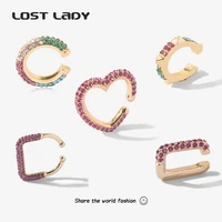 lost lady new fashion alloy small ear cuff for women multicolor rhinestone clip earrings jewelry wholesale wedding party gifts