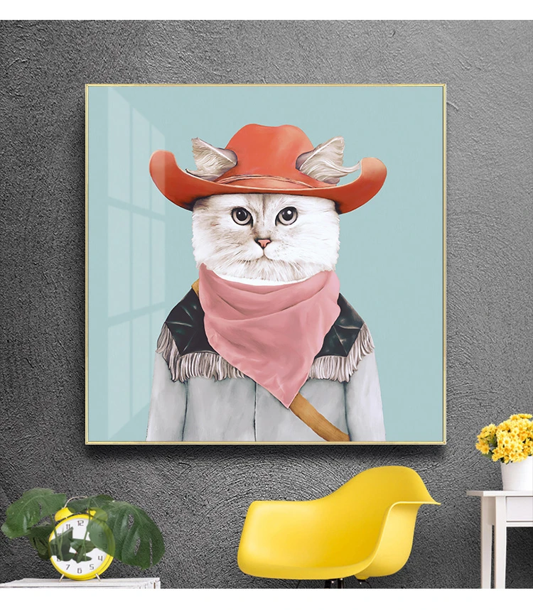 Настенная картина в Западном ковбойском стиле с изображением кошки постеры и