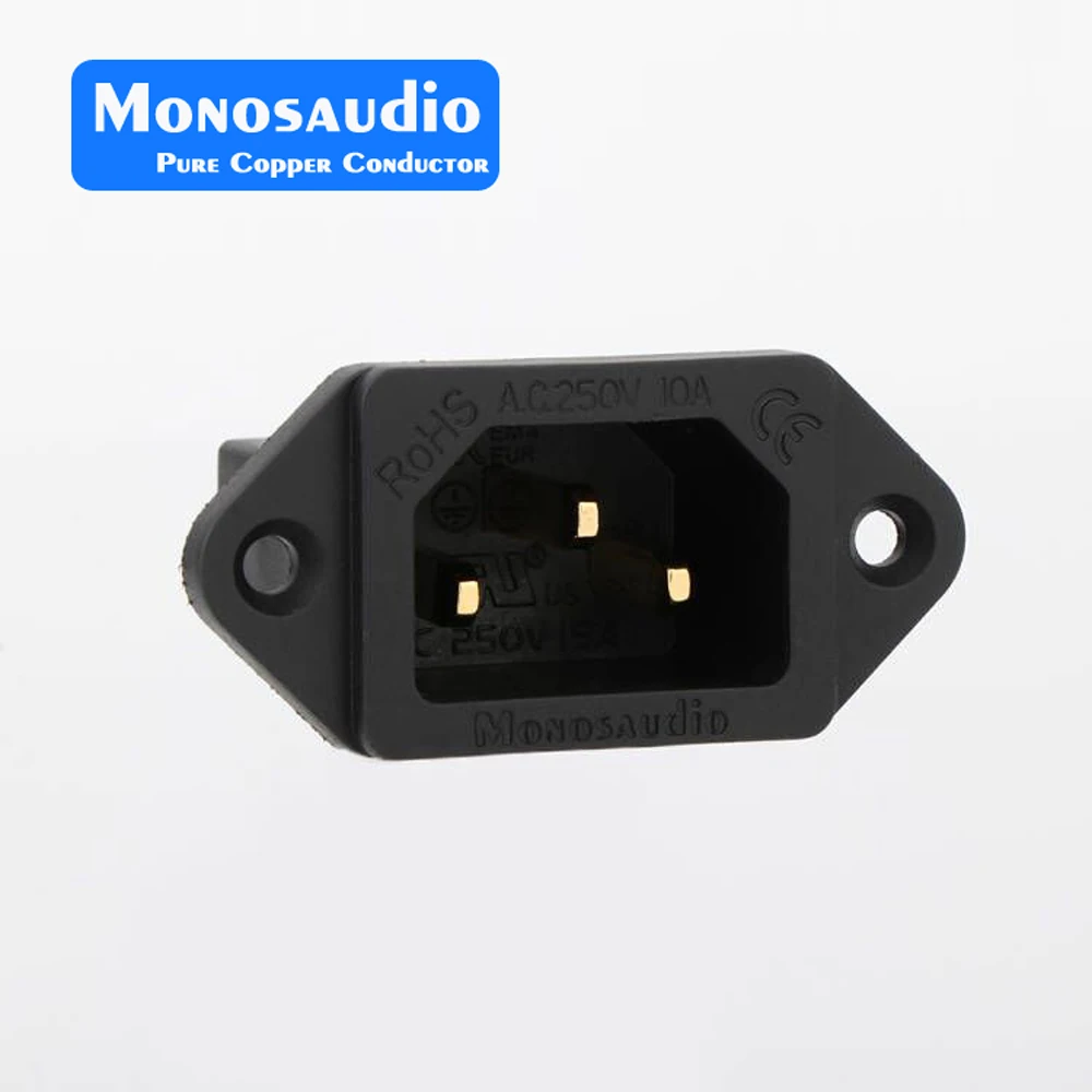 Banhado a Ouro Tomada de Entrada Conector de Alimentação Monosaudio Cobre Puro ac Iec Audiophile Power Iec320 C14 Ib70 g