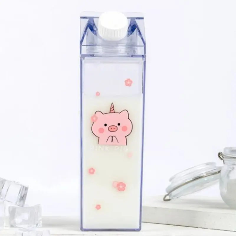 

Portable Water Bottle Milk Storage Sakura-Print Strawberry-Print Sports Drinking Clear Cup For Home School Office