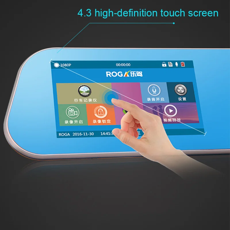 TOSPRA 4.3 Inch Touch Screen Car Dvr Camera Rearview Mirror Dvrs Dual Lens Recorder Night Vision Dash Cam FHD 1080P Registrator |