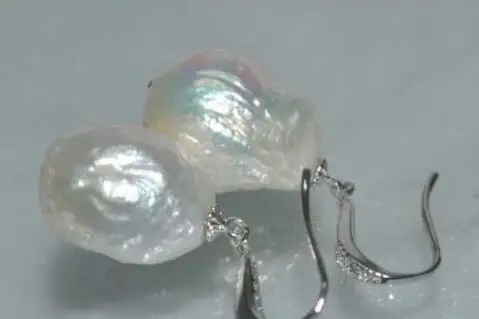 Очаровательная пара огромных 14-15 мм южноморских белых жемчужин висячие серьги из