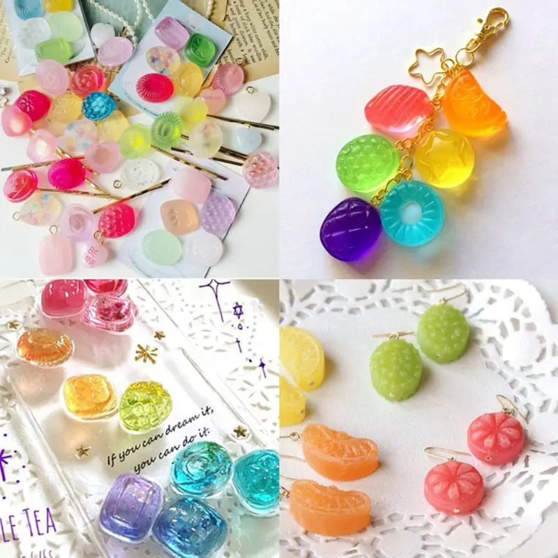 

Fruit Candy Jewelry Silicone Resin Mold Metal Frame Kits Stud Earrings Casting Tools Set Pendant Making DIY Crafts