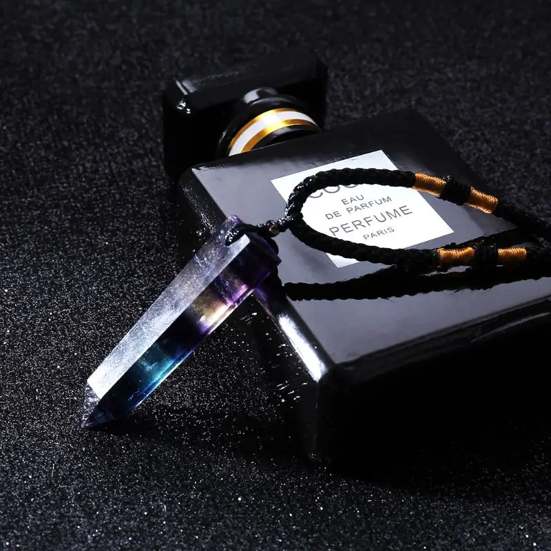 

Crystal Necklace Hexagonal Pendant Gemstone Chakra Healing Crystal Necklace K3KC