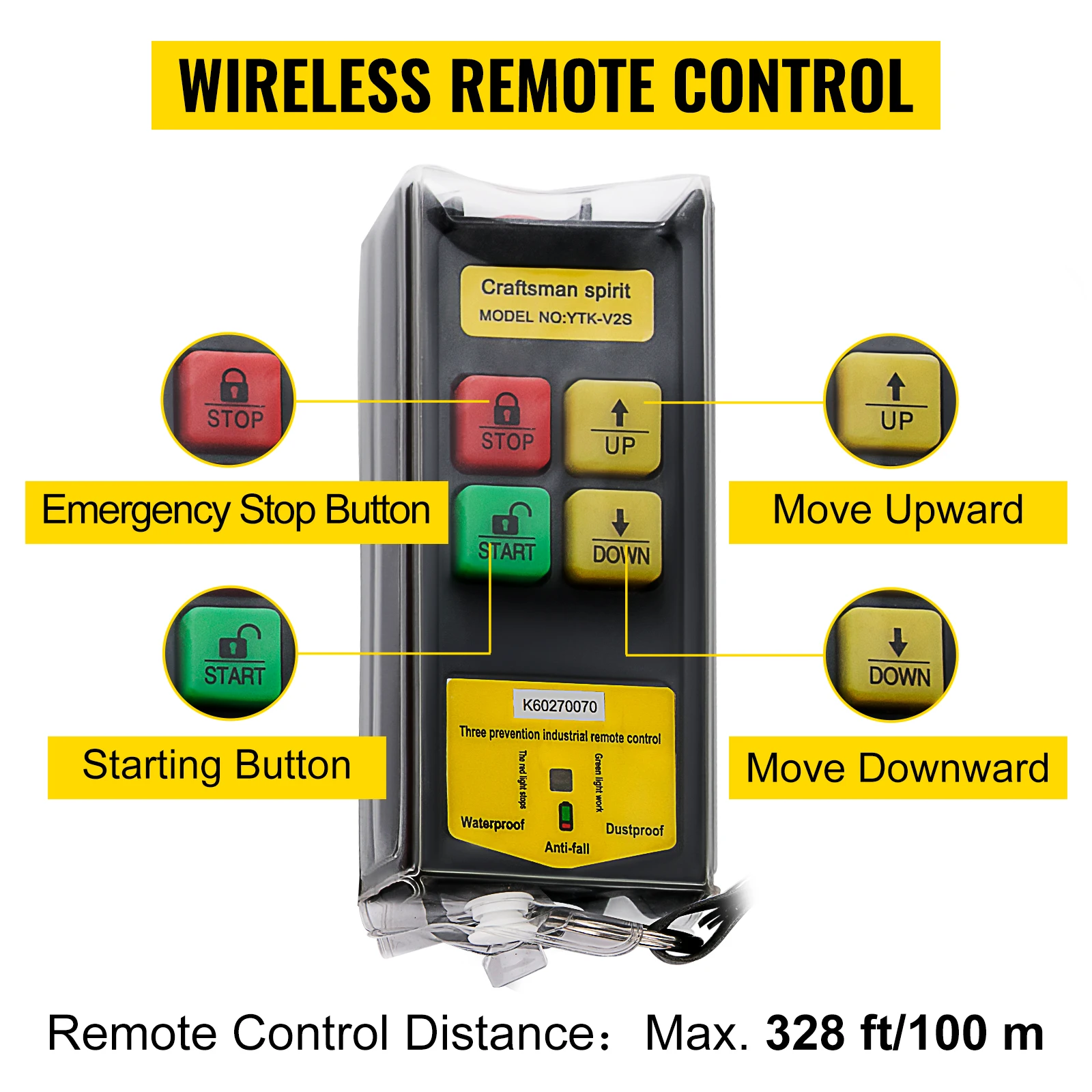Электрический подъемник VEVOR подъемный кран с проволочным кабелем 200-1000 кг
