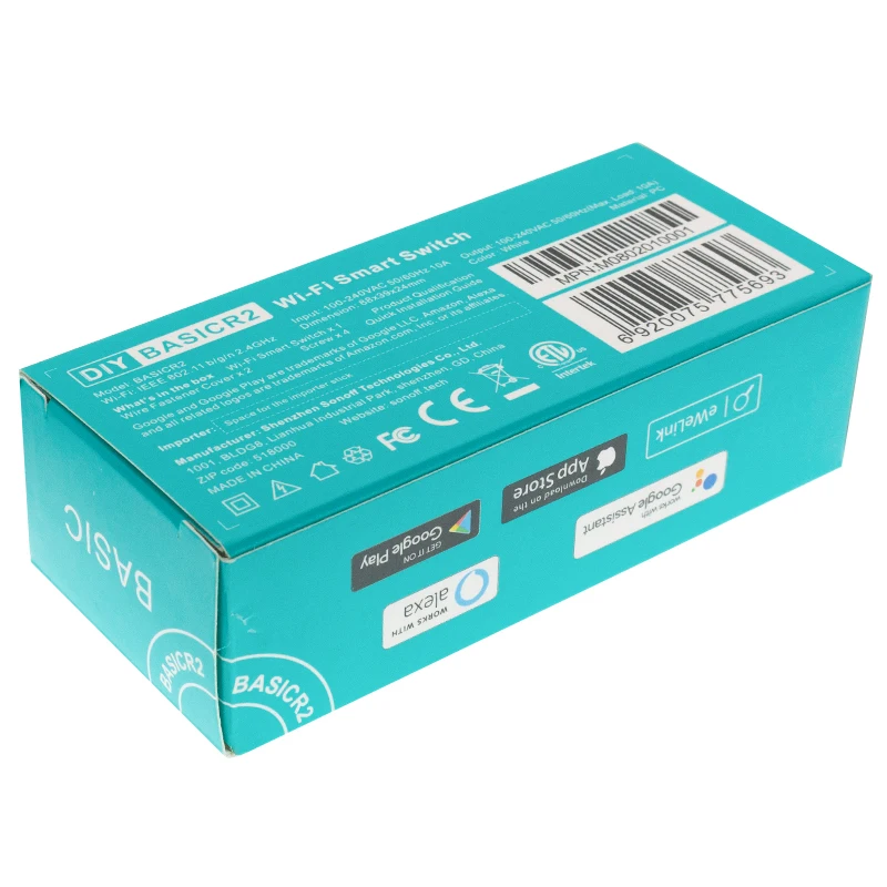 Интеллектуальный выключатель света Sonoff Basic R2 Wi Fi DIY умный Беспроводной