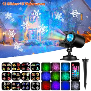 Светодиодный лазерный диско-проектор с 12 узорами, Рождественский уличный садовечерние праздничный светильник, Ландшафтная лампа, украшения для Хэллоуина