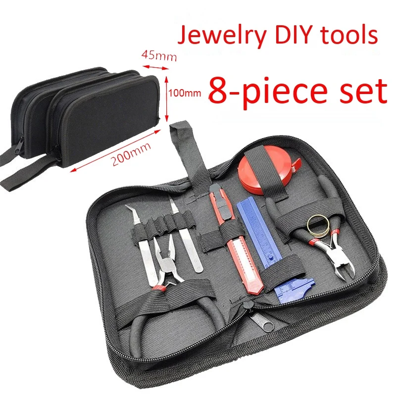 

8 Pcs/Set Jewelry Tool Set Pliers Beaded Tweezers Ring Jewelry Making DIY Tool Set Set Black