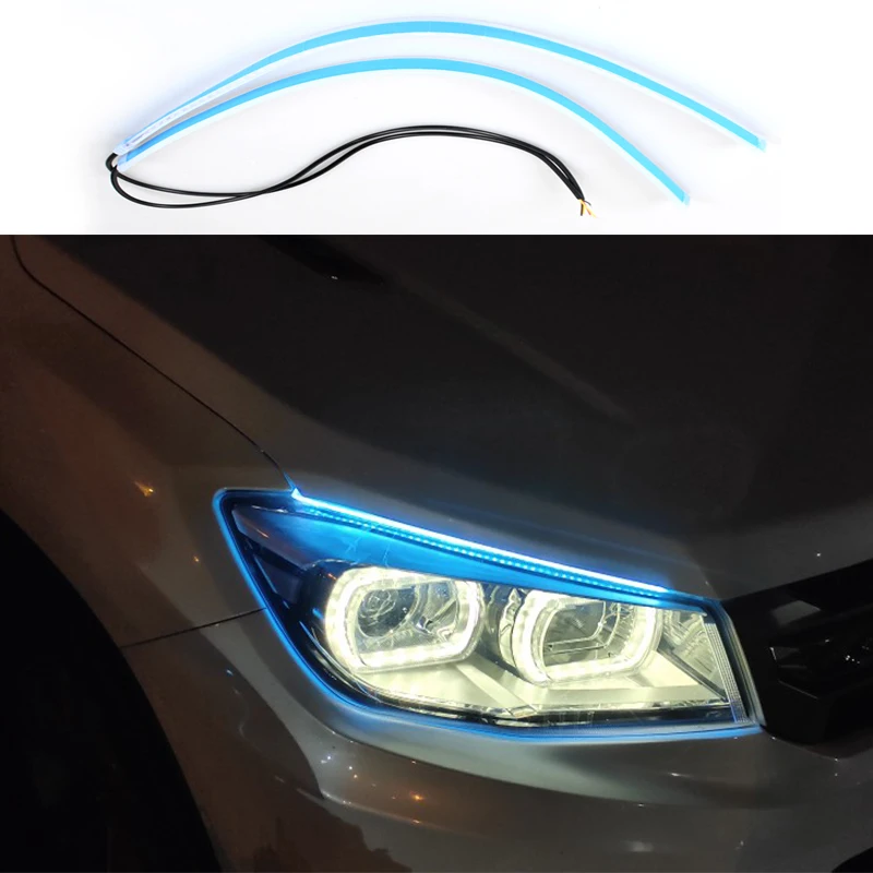 

Luz LED de conducciÃ³n diurna para coche, tira de luz LED Flexible de 12V, DRL, resistente al agua, decorativa, tira de luz LED