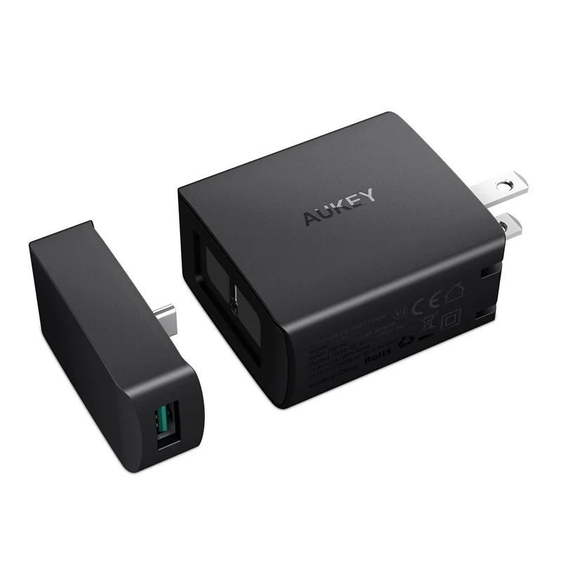 

US Plug Original AUKEY Fast Charger Amp PD 2.0 with 3 Port USB C or A Fast Phone Charger Ultra-Compact Design for Iphone iPad