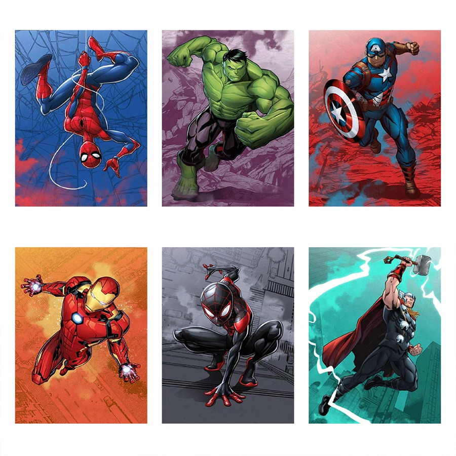 

5D DIY Full Square Round Diamond Painting Marvel Superhero Spiderman Captain America Iron Man Embroidery Cross Stitch Mosaic