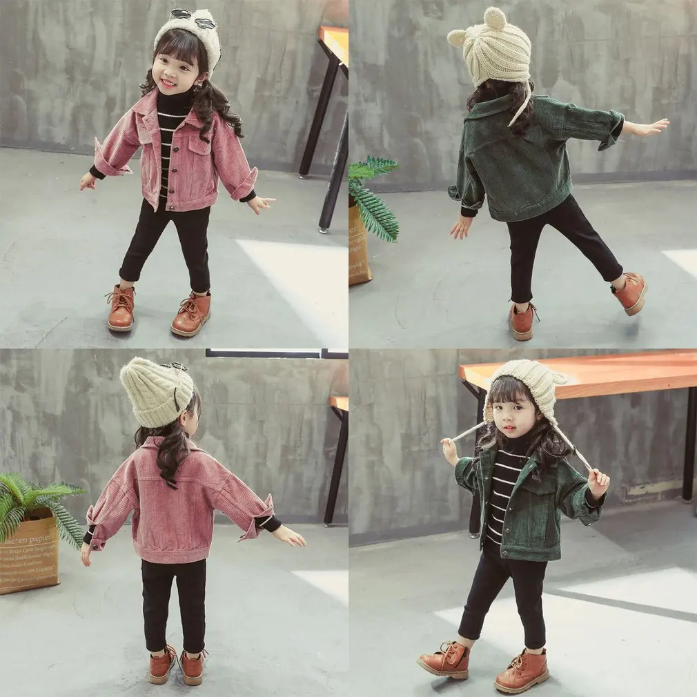 Вельветовая однослойная куртка для девочек одежда на осень и зиму детская зимняя