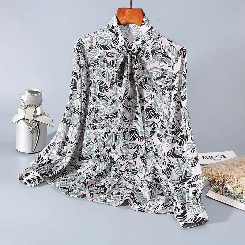 

New printed silk shirt women s long sleeve button down cardigan women s top style women s clothing in early spring 2020