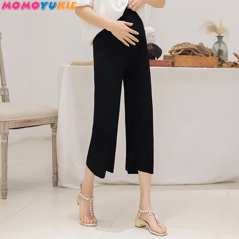 Pantalones de pierna ancha para mujer embarazada, pantal&oacute;n de maternidad, cintura el&aacute;stica, vientre, verano, 1 pantal&oacute;n Suelto-2