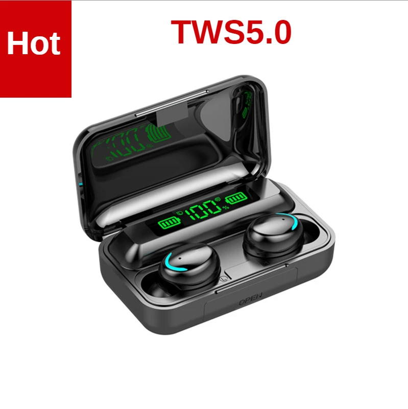 

TWS5.0 Headphones Earbuds Earphones with Battery Bank IPX7 Waterproof Sports HiFi Stereo In-Ear Headset with Power Display