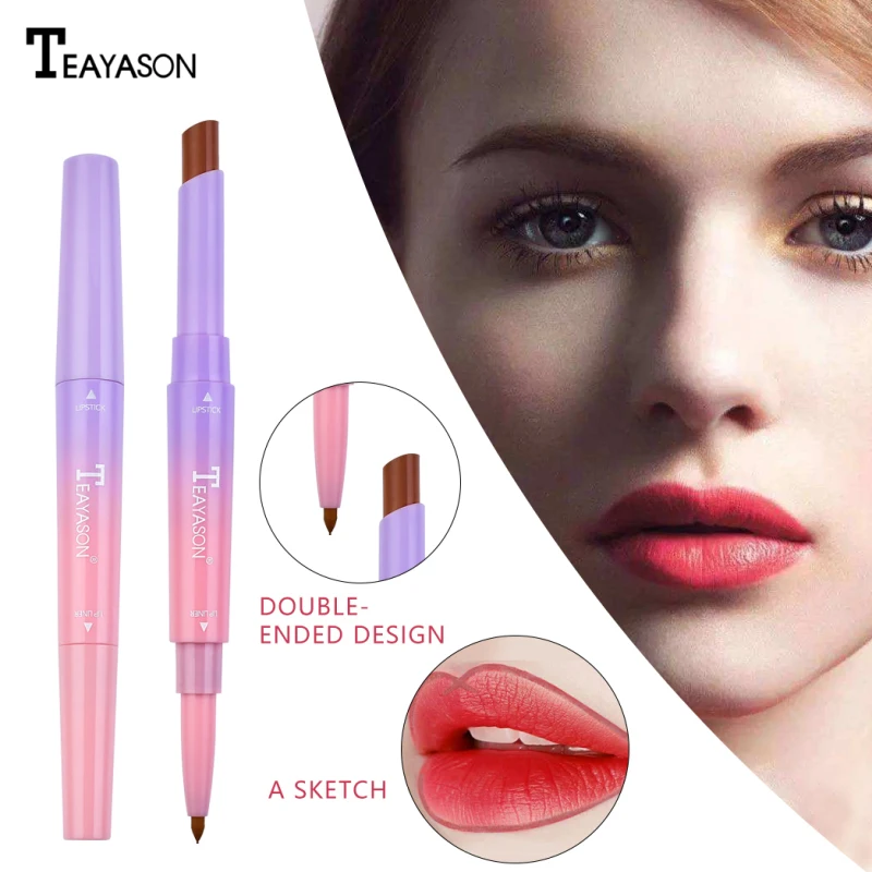 Двухсторонняя помада подводка для губ водостойкая антипригарная чашка матовый