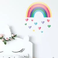 hand drawn colorful love heart rainbow cute diy wall sticker children kids room decoration self adhesive removable decal