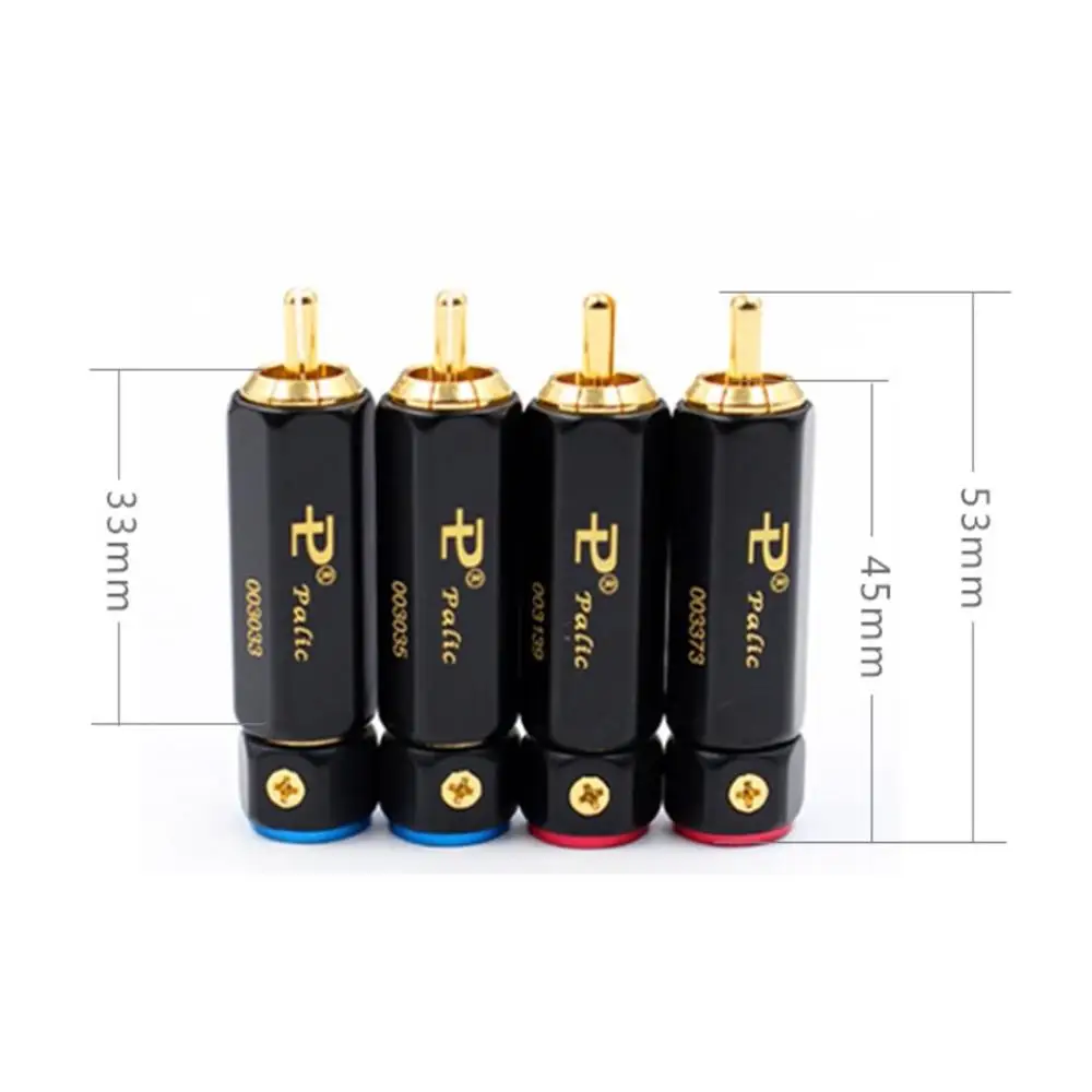 Palic High Quality Gold Plated RCA Plug Lock Collect Solder A/V Connector HIFI Connector for DIY cable diameter