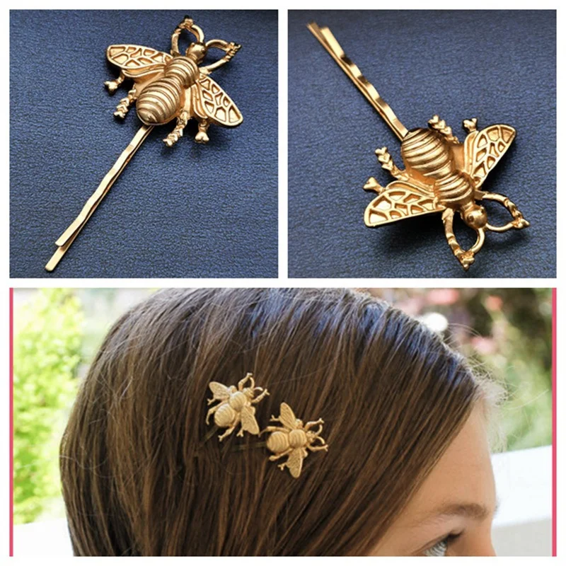 

1 Pc Hot Fashion Women Girls Gold Tone Bee Hairpin Side Clip Hair Clip Hairpin