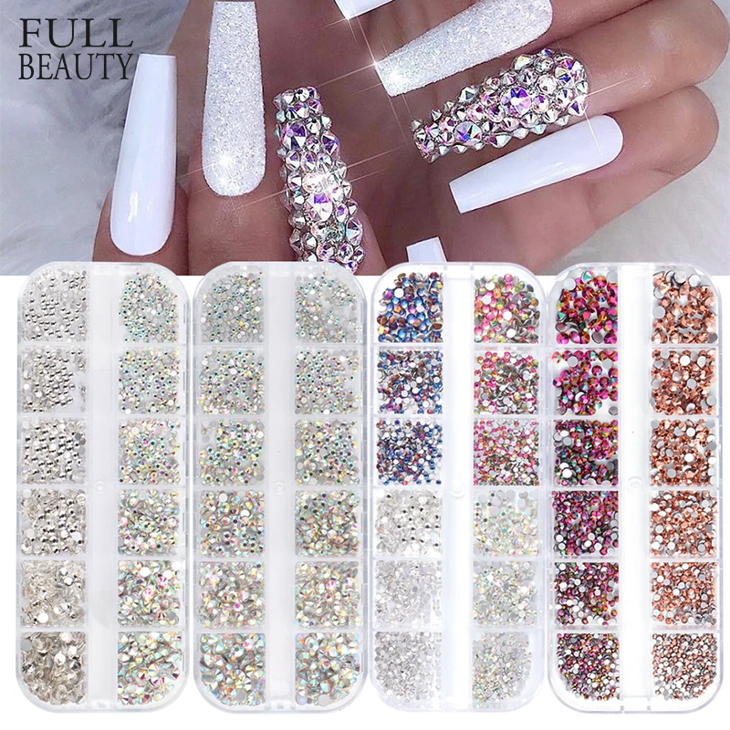 12 шт. разноцветные блестящие кристаллы AB Украшение для ногтей со стразами