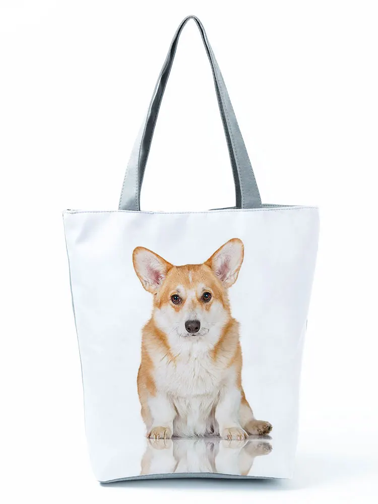 

Corgi Printed Handbag Outdoor High Capacity Women Shoulder Bag Animal Dog Casual Travel Reusable Shopping Bag Custom Pattern