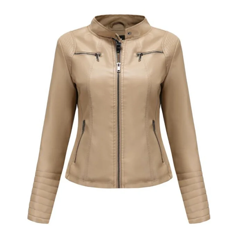 Women's leather jackets European American spring autumn thin locomotive short coats fashion clothing кожаная куртка женская